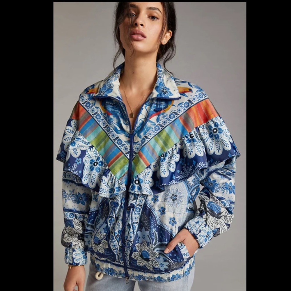 Rare NWT Anthropologie Farm Rio Palms Windbreaker Jacket S Blokecore